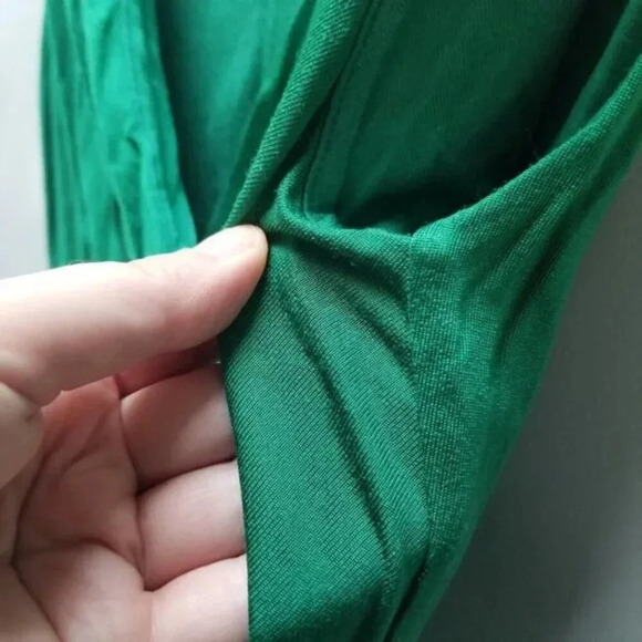 Anthropologie Deletta Emerald Green Wicklow  Silk Midi Dress Ruched M - Picture 7 of 10